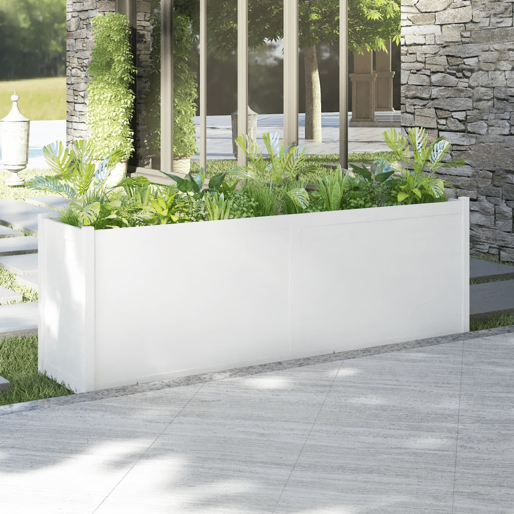 Fioriera da Giardino Bianca 200x50x70 cm in Legno di Pino