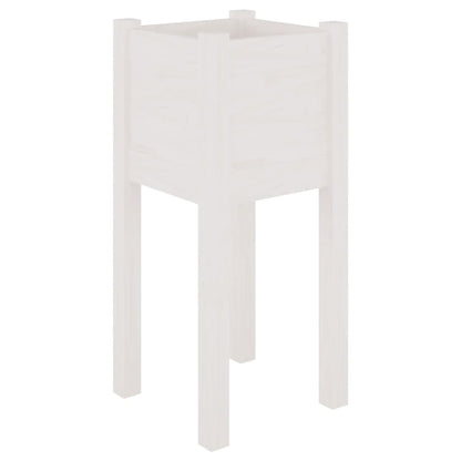 Fioriera da Giardino Bianca 31x31x70 cm Legno Massello di Pino