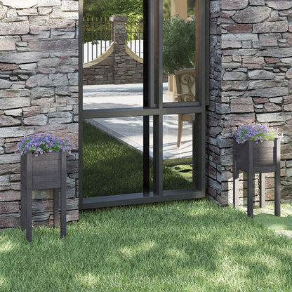 Fioriere da Giardino 2 pz Grigie 31x31x70 cm in Legno di Pino