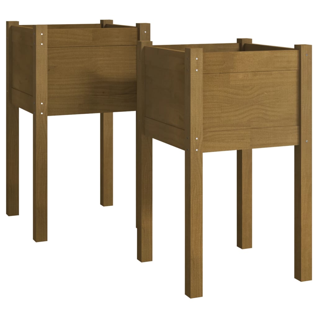 Fioriere da Giardino 2 pz Ambra 40x40x70 cm in Legno di Pino