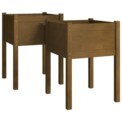 Fioriere 2 pz Ambra 50x50x70 cm in Legno Massello di Pino