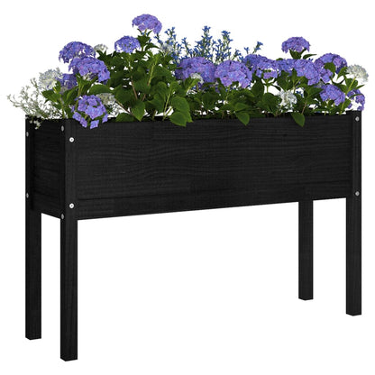 Fioriera da Giardino Nera 110x31x70 cm Legno Massello di Pino