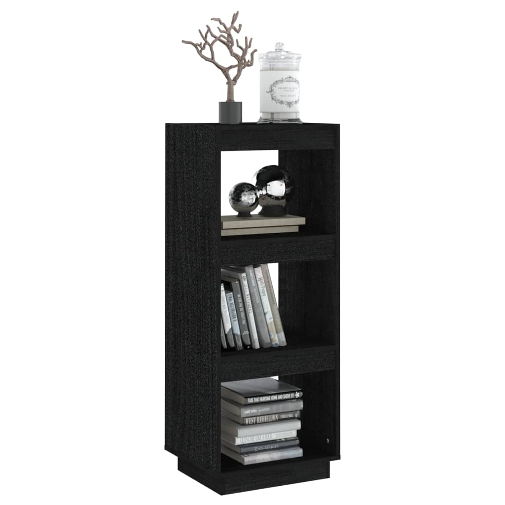 Libreria/Divisorio Nero 40x35x103 cm in Legno Massello di Pino