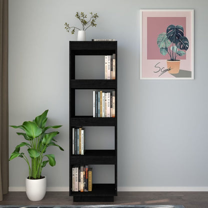 Libreria/Divisorio Nero 40x35x135 cm in Legno Massello di Pino