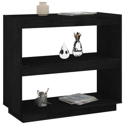 Libreria Nera 80x35x71 cm in Legno Massello di Pino