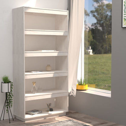 Libreria/Divisorio Bianco 80x35x167 cm in Massello di Pino