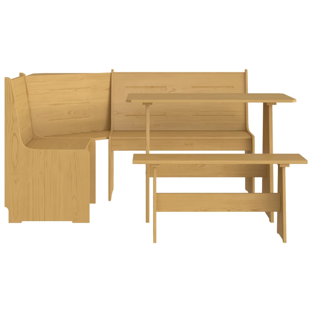 Set da Pranzo 3pz REINE Marrone ambra in Legno Massello di Pino
