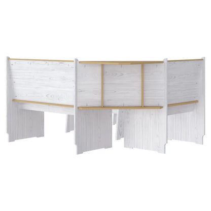 Set da Pranzo 3pz REINE Marrone ambra e Bianco in Legno di Pino