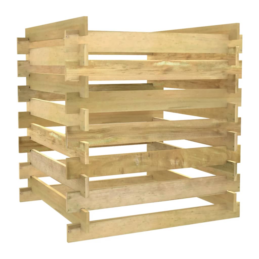 Compostiera da Giardino a Doghe 90x90x90cm in Pino Impregnato