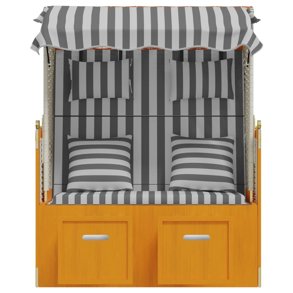 Strandkorb con Cuscini Polyrattan Legno Massello Bianco Grigio