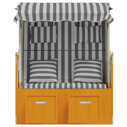 Strandkorb con Cuscini Polyrattan Legno Massello Bianco Grigio