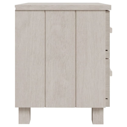Comodino HAMAR Bianco 40x35x44,5 cm in Legno Massello di Pino