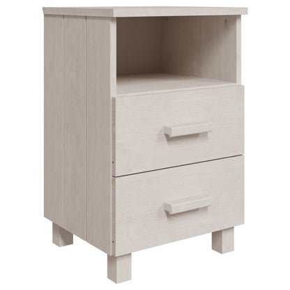 Comodino HAMAR Bianco 40x35x62 cm in Legno Massello di Pino