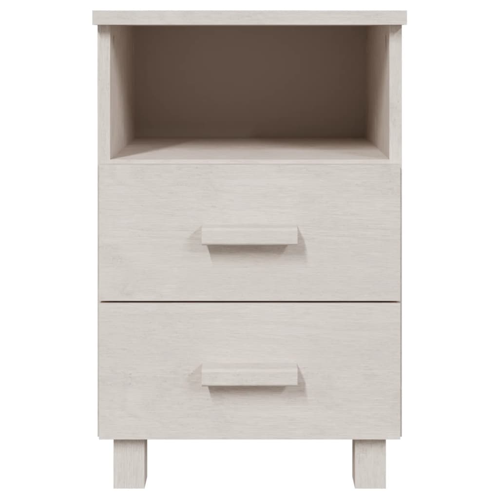 Comodino HAMAR Bianco 40x35x62 cm in Legno Massello di Pino