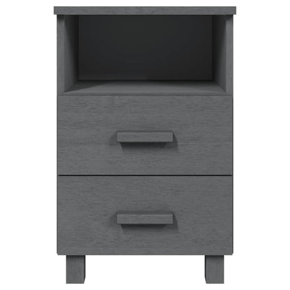 Comodino HAMAR Grigio Scuro 40x35x62 cm Legno Massello di Pino