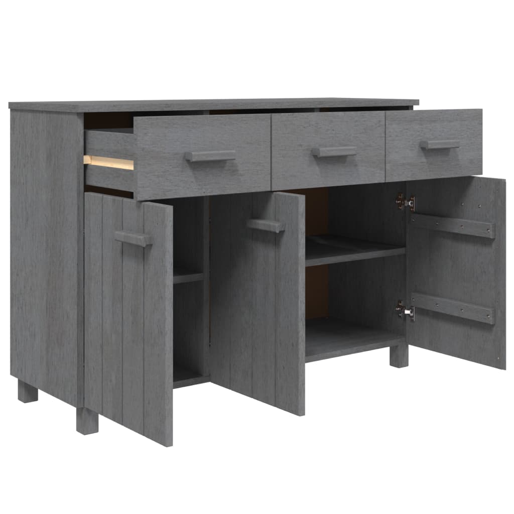 Credenza Grigio Scuro 113x40x80 cm in Legno Massello di Pino