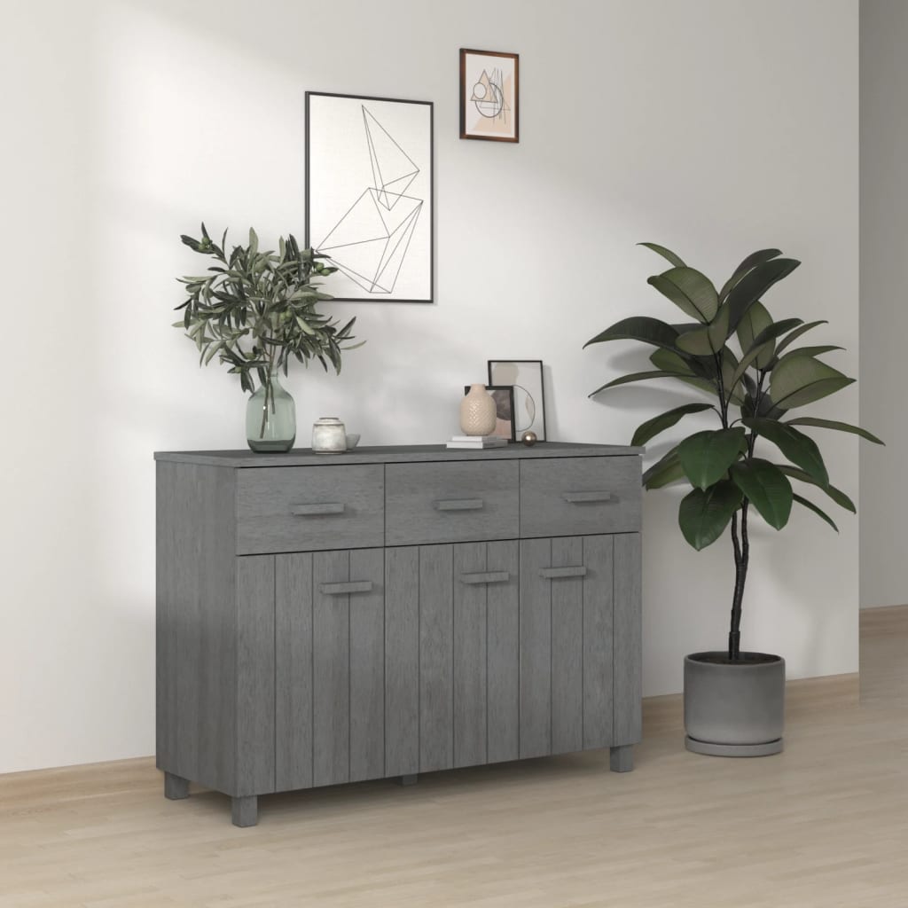 Credenza Grigio Scuro 113x40x80 cm in Legno Massello di Pino