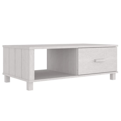 Tavolino HAMAR Bianco 100x55x35 cm in Legno Massello di Pino