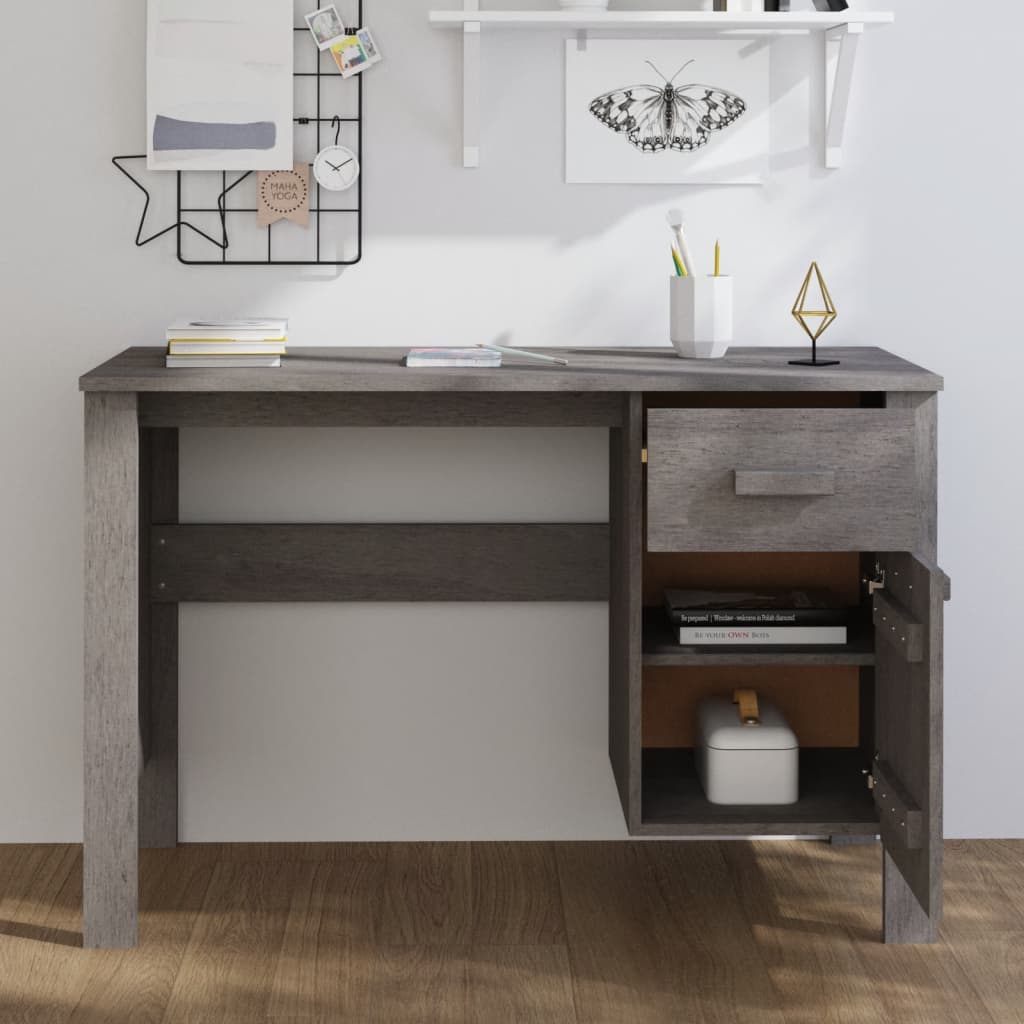 Scrivania HAMAR Grigio Chiaro 113x50x75 cm in Legno di Pino
