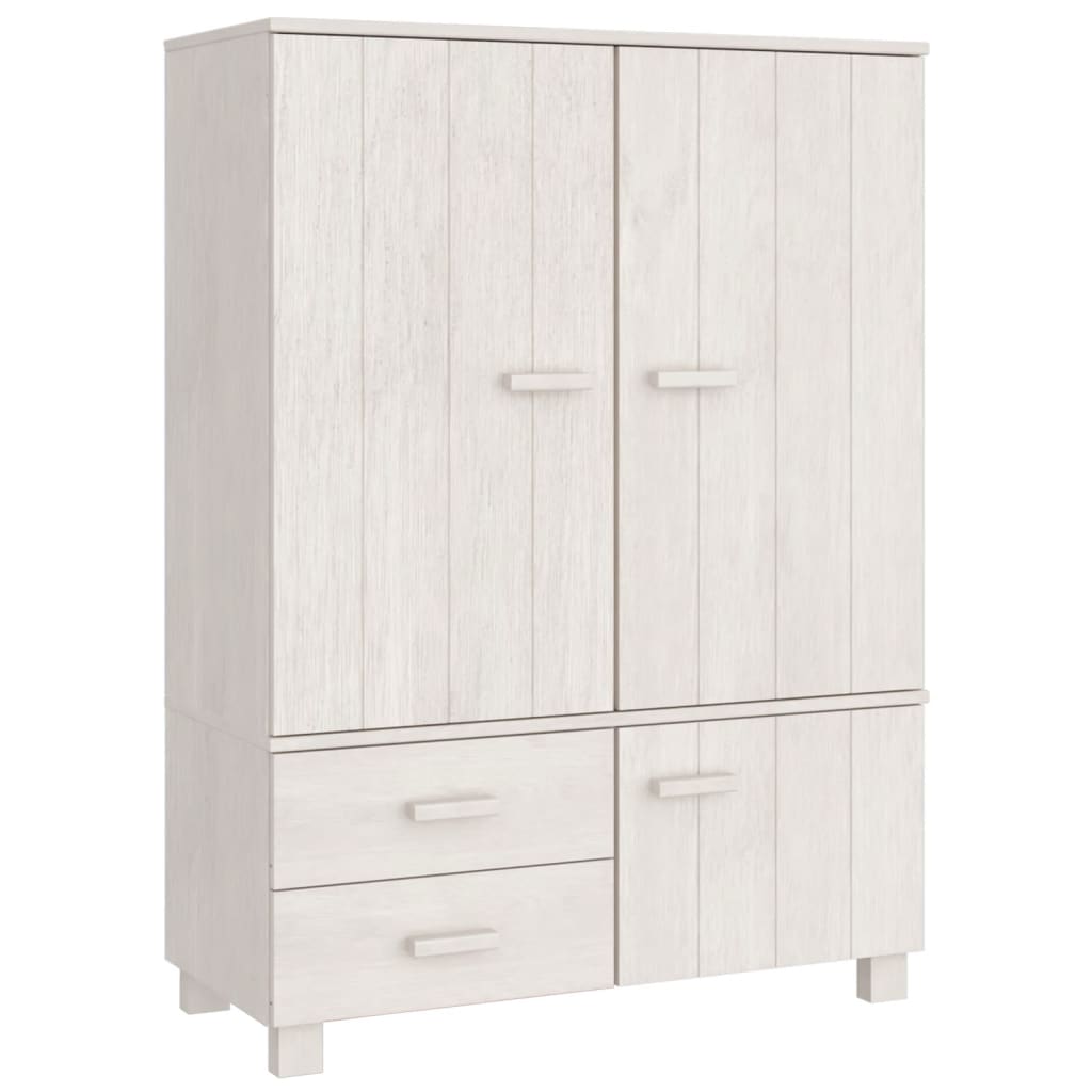 Armadio Bianco 99x45x137 cm in Legno Massello di Pino