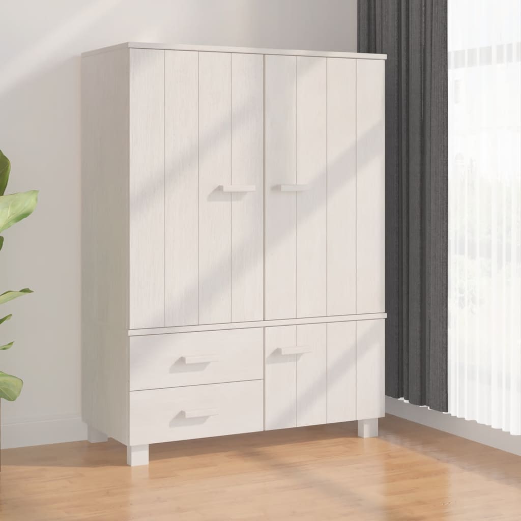 Armadio Bianco 99x45x137 cm in Legno Massello di Pino