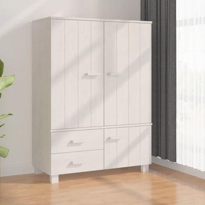 Armadio Bianco 99x45x137 cm in Legno Massello di Pino