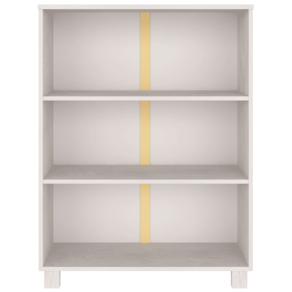 Libreria HAMAR Bianca 85x35x112 cm in Legno Massello di Pino