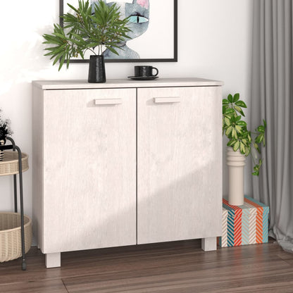 Credenza HAMAR Bianca 85x35x80 cm in Legno Massello di Pino