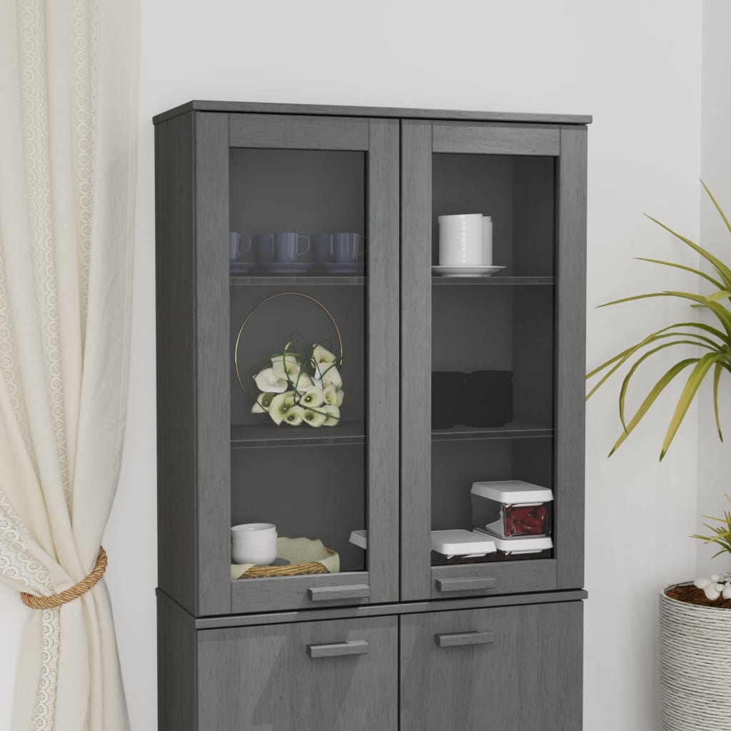 Scaffale Superiore per Credenza Grigio Scuro 85x35x100 cm Pino