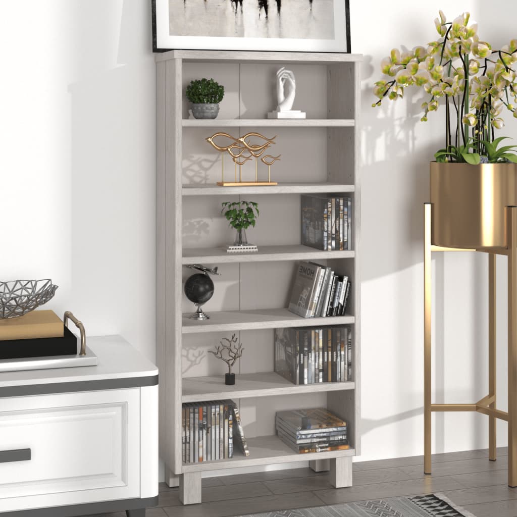 Mobile CD HAMAR Bianco 45x18x100 cm in Legno Massello di Pino
