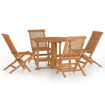 Set da Pranzo Pieghevole per Esterni 5pz Legno Massello di Teak