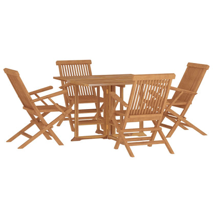 Set da Pranzo Pieghevole per Esterni 5pz Legno Massello di Teak