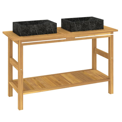 Mobile VanitÃ  Bagno e Lavandini Marmo Nero Legno Massello Teak