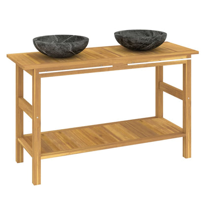 Mobile VanitÃ  Bagno e Lavandini Marmo Nero Legno Massello Teak