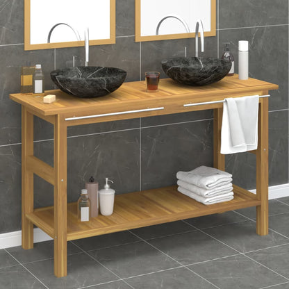 Mobile VanitÃ  Bagno e Lavandini Marmo Nero Legno Massello Teak