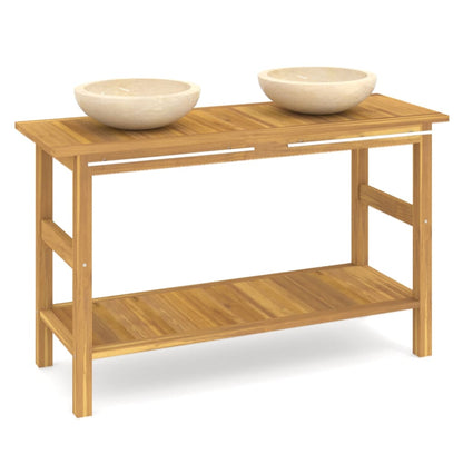 Mobile VanitÃ  Bagno e Lavandini Marmo Crema Legno Massello Teak