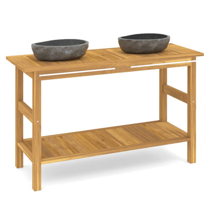 Mobile VanitÃƒÂ  Bagno con Lavandini Pietra Fiume Massello di Teak