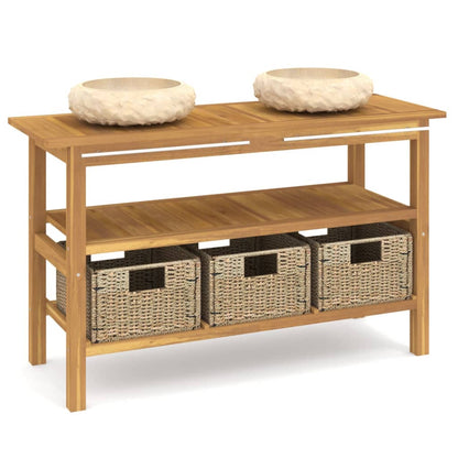 Mobile VanitÃ  Bagno e Lavandini Marmo Crema Legno Massello Teak