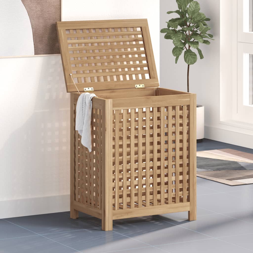Cesto del Bucato 50x35x60 cm in Legno Massello di Teak
