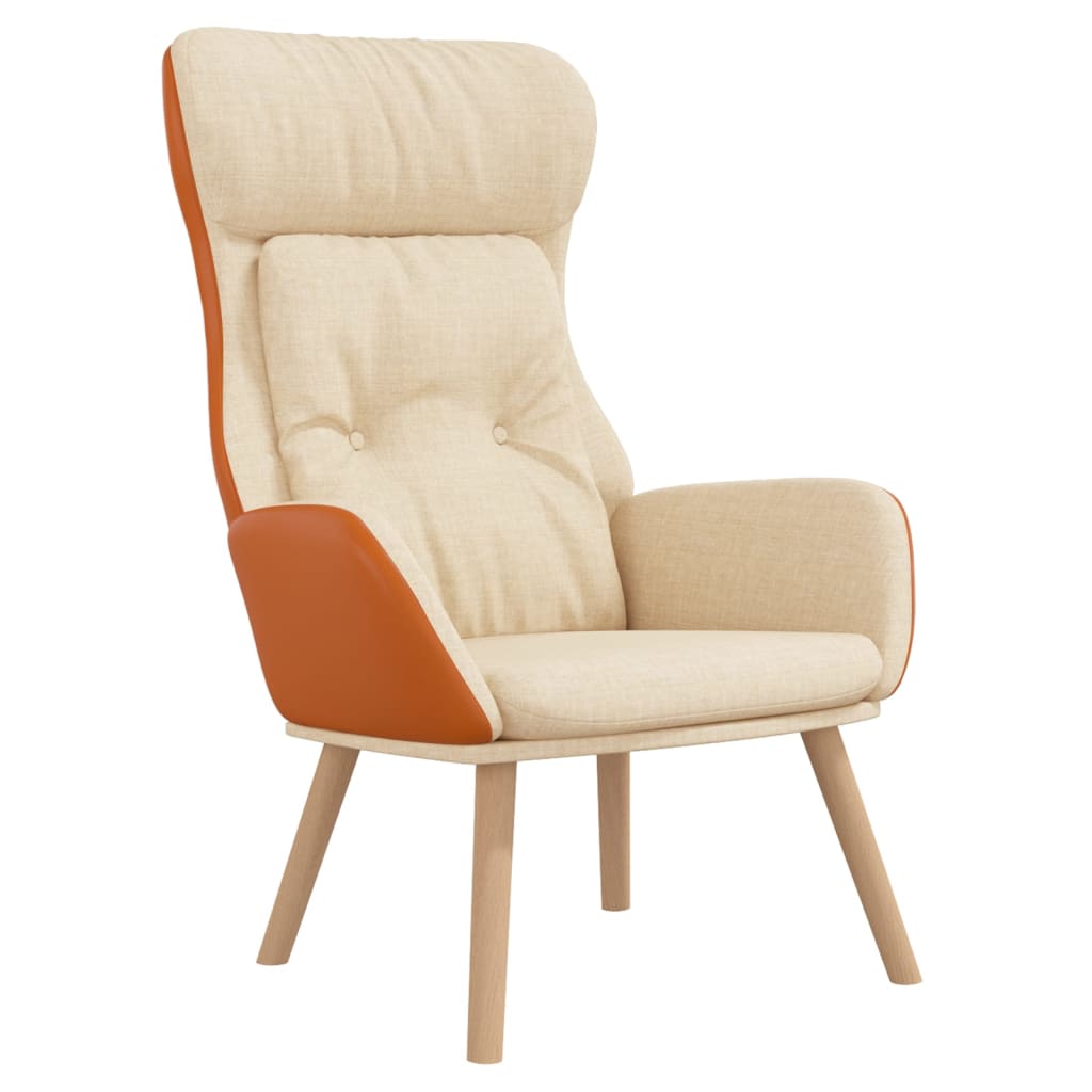 Poltrona Rilassante Crema in Tessuto e PVC