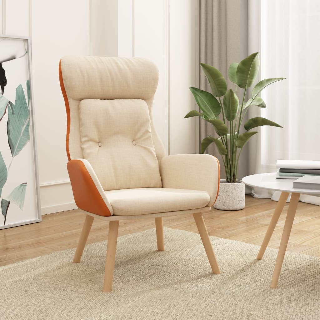 Poltrona Rilassante Crema in Tessuto e PVC