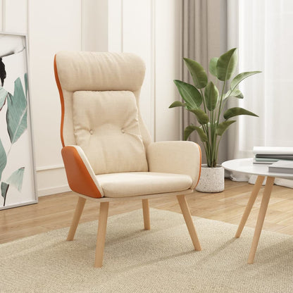 Poltrona Rilassante Crema in Tessuto e PVC