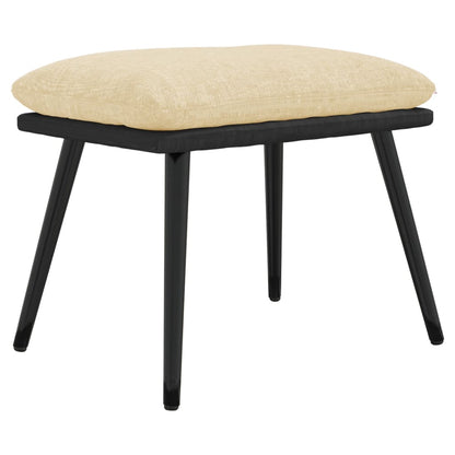 Poggiapiedi Crema 45x29,5x35 cm in Tessuto e Similpelle