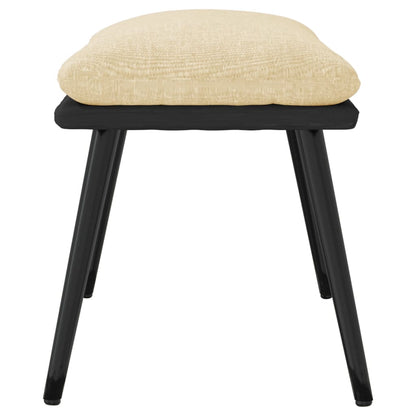 Poggiapiedi Crema 45x29,5x35 cm in Tessuto e Similpelle
