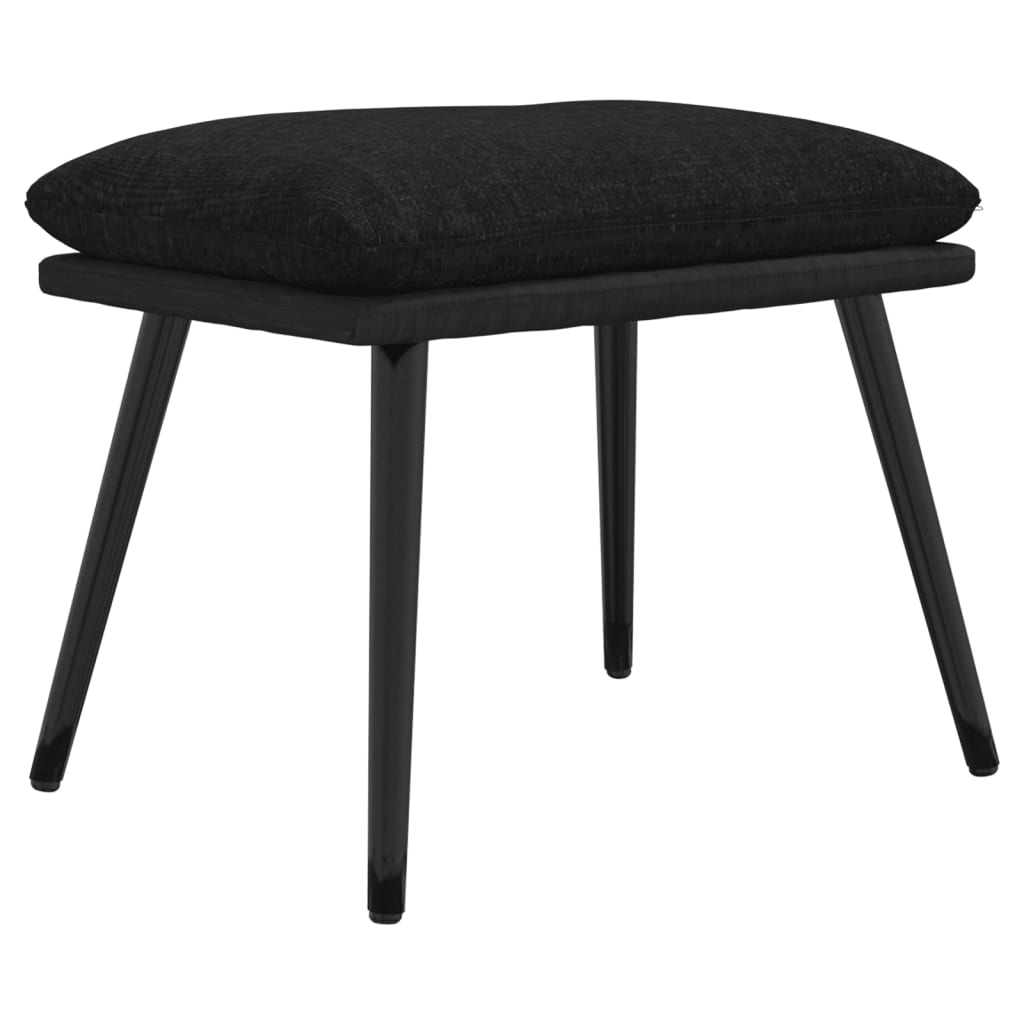 Poggiapiedi Nero 45x29,5x35 cm in Tessuto e Similpelle