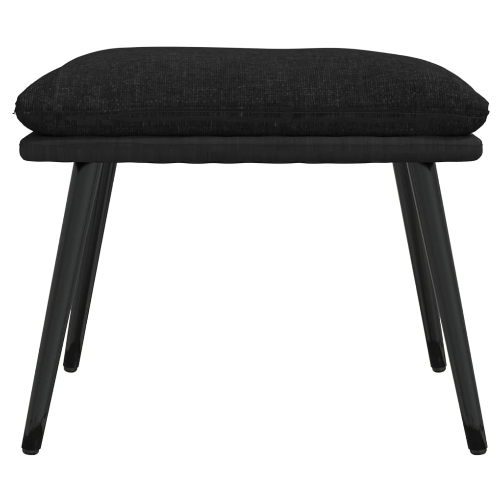 Poggiapiedi Nero 45x29,5x35 cm in Tessuto e Similpelle