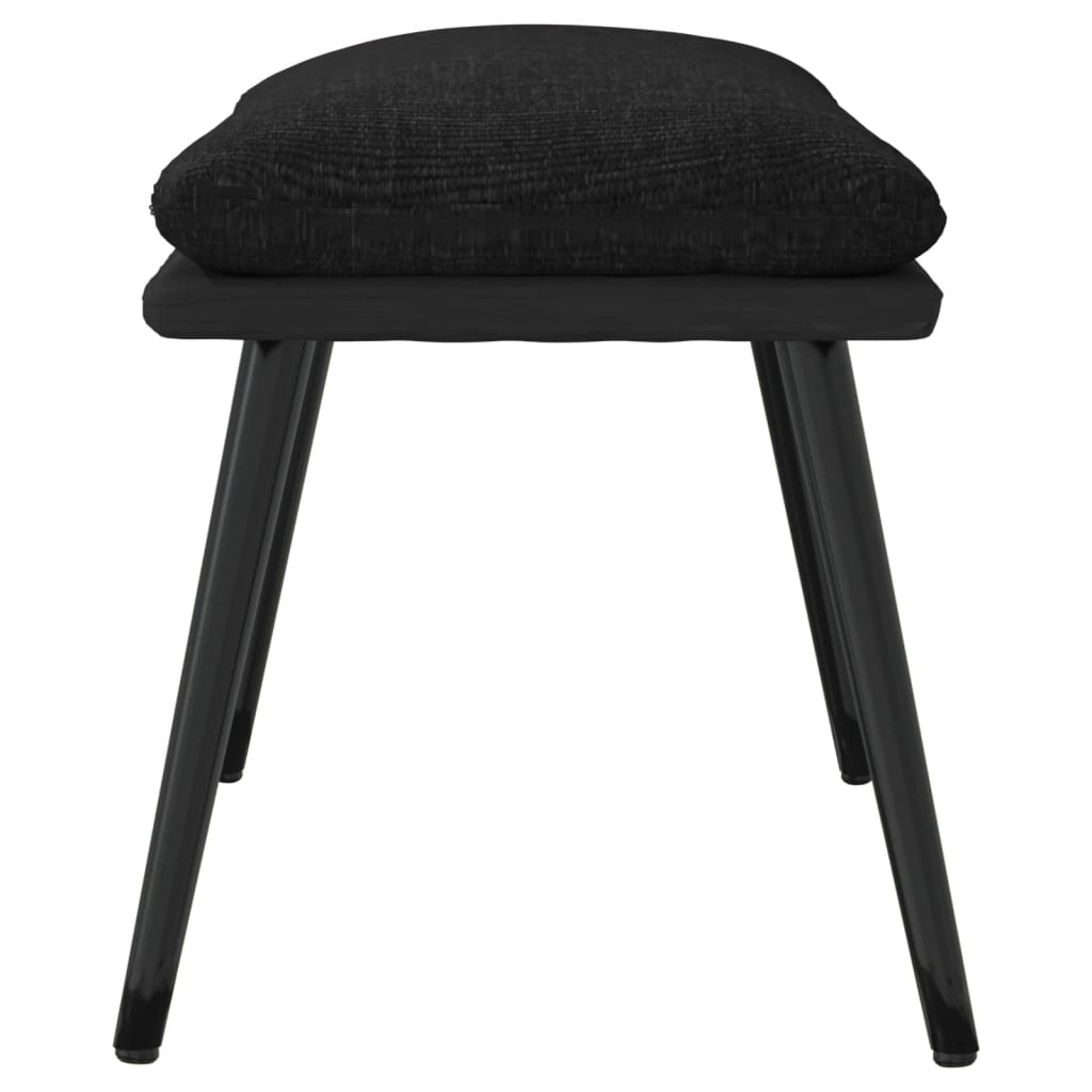 Poggiapiedi Nero 45x29,5x35 cm in Tessuto e Similpelle