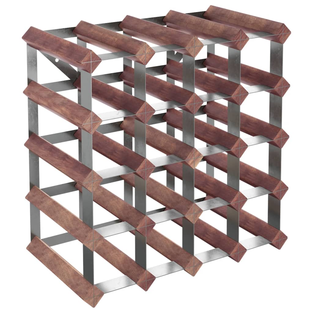 Portabottiglie per 20 Bottiglie Legno Massello di Pino Marrone