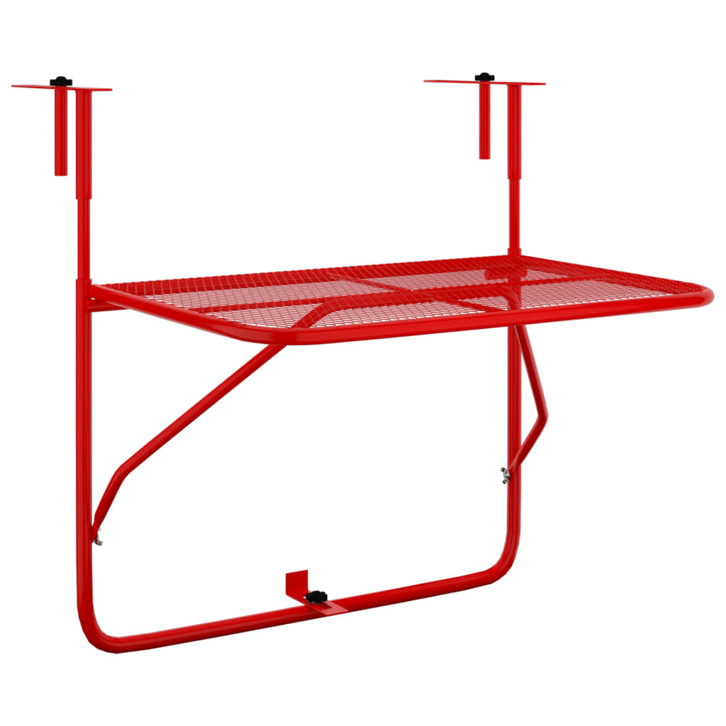 Tavolo da Balcone Rosso 60x40 cm in Acciaio