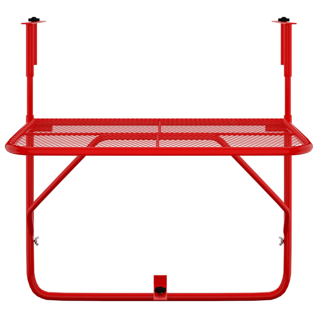 Tavolo da Balcone Rosso 60x40 cm in Acciaio